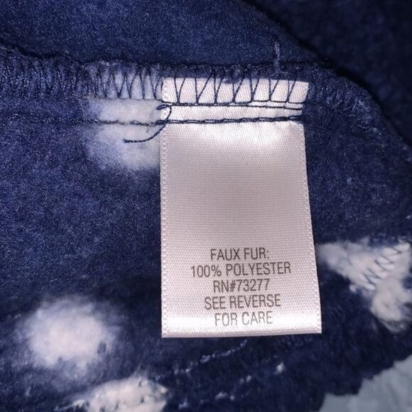 Croft & Barrow XL Navy Polka Dot Faux Fur Jacket Front Zip Polyester Winter Wear - Picture 4 of 8